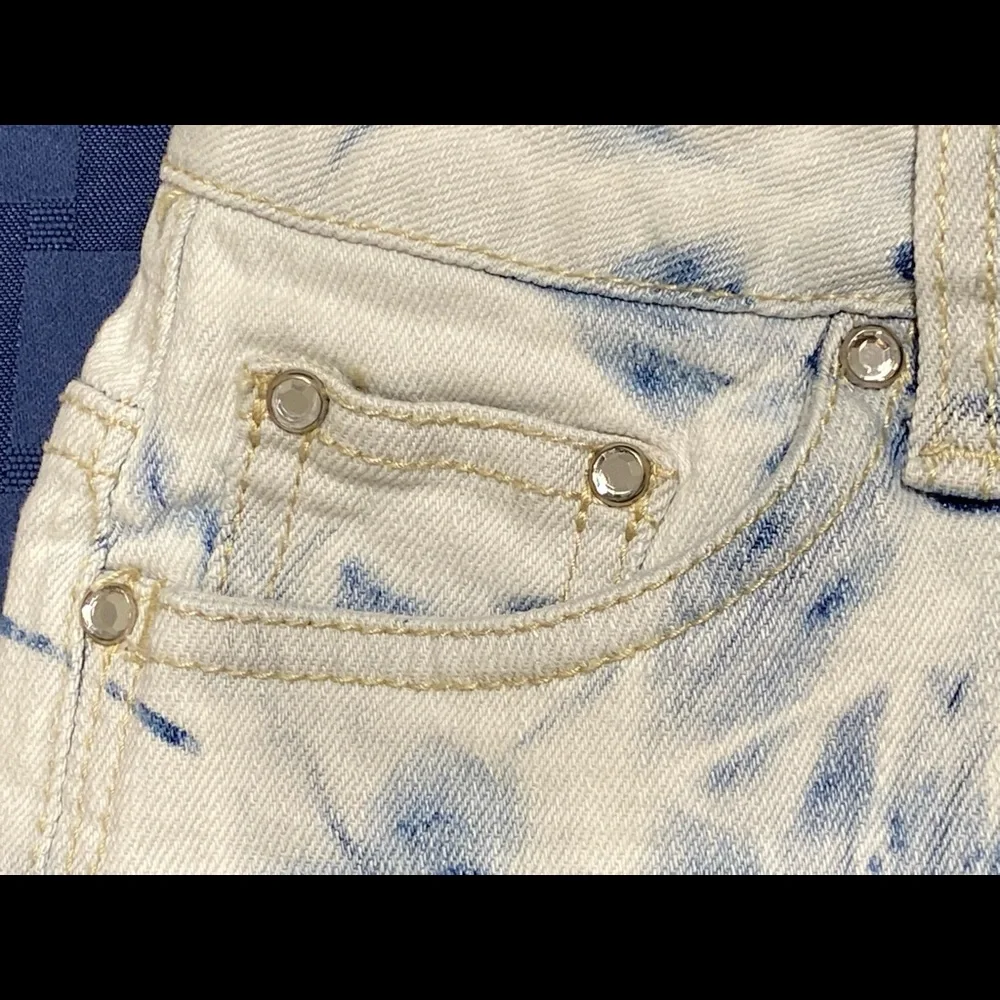 Justice‎ Girls Skort Size 8 Blue Acid Wash Denim Skirt Shorts Stretch